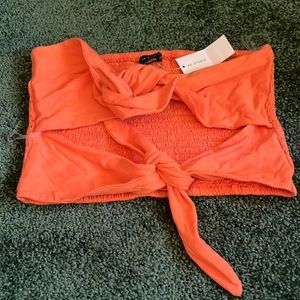 🦅NWT AMERICAN EAGLE TIE BANDEAUX TANK LARGE , BURNT ORANGE🦅